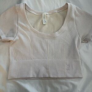 Aerie Cropped White Work Out Top- M